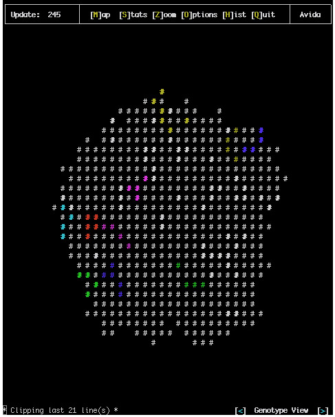 Map Screen shows each organism as colored character